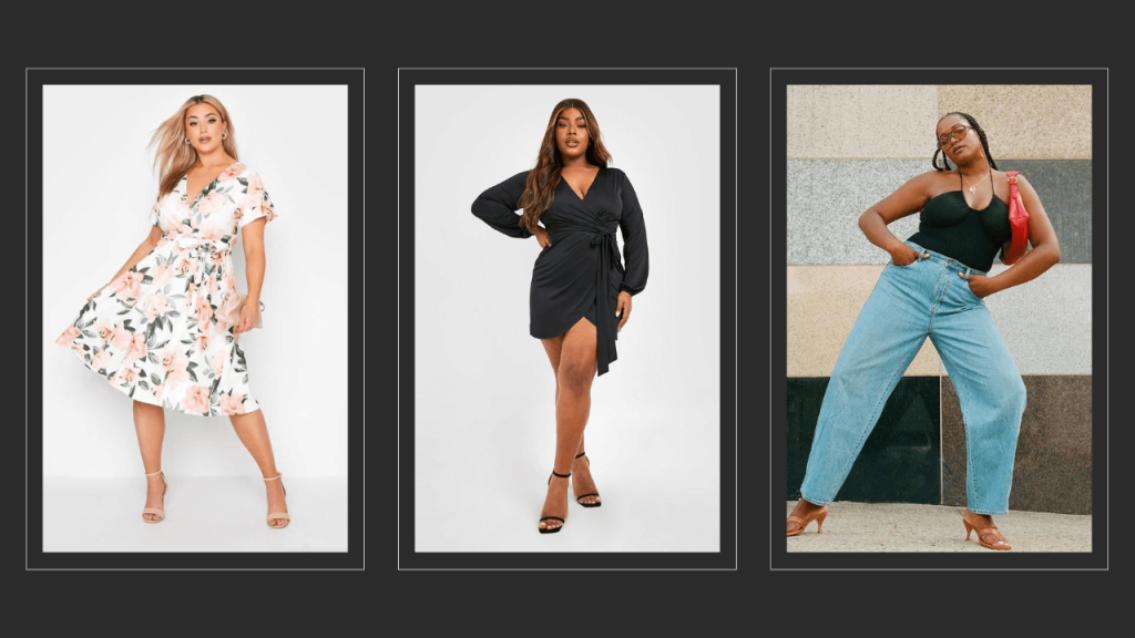 A collage of fashion styles for short curvy ladies